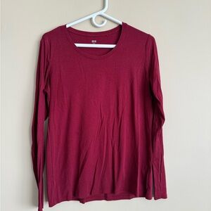 UNIQLO Supima Cotton Burgundy Long-Sleeved Shirt Size XL